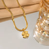 Women's Titanium Steel Plants And Flowers Style Electroplated Clavicle Chain Bracelet Earrings Set