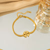 Women's Titanium Steel Plants And Flowers Style Electroplated Clavicle Chain Bracelet Earrings Set