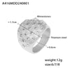 Women's 316L Stainless Steel Plated 18K Gold Geometric Bubble Round Diamond Wide Face Ring Jewelry