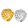 Women's 316L Stainless Steel Plated 18K Gold Geometric Bubble Round Diamond Wide Face Ring Jewelry