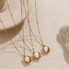 Women's Titanium Steel Plated 18K Gold Peanut Pearl Clavicle Chain Necklace With Bowl Pearl Pendant