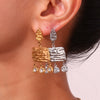 Women's Titanium Steel Plated 18K Gold Round Zircon Splicing Geometric Earrings