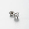 Women's Titanium Steel Princess Style Earrings With Inlaid Zircon Bow Kitten Saturn Crown Shapes