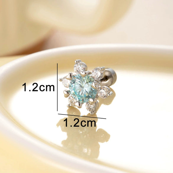 Women's Titanium Steel Princess Style Love Snowflake Earrings Inlaid With Zircon