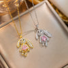 Women's Titanium Steel Rabbit Pendant Necklace With Geometric Pattern And Diamond Design Ochain Style