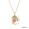 Women's Titanium Steel Rabbit Pendant Necklace With Geometric Pattern And Diamond Design Ochain Style