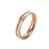 Women's Titanium Steel Rhombus Ring Rose Gold Electroplated Fashion Single Or Double Row Stone Inlaid Band