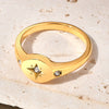 Women's Titanium Steel Ring With Geometric Design Light Luxury Style And Three Diamond Inlay Vacuum Plating