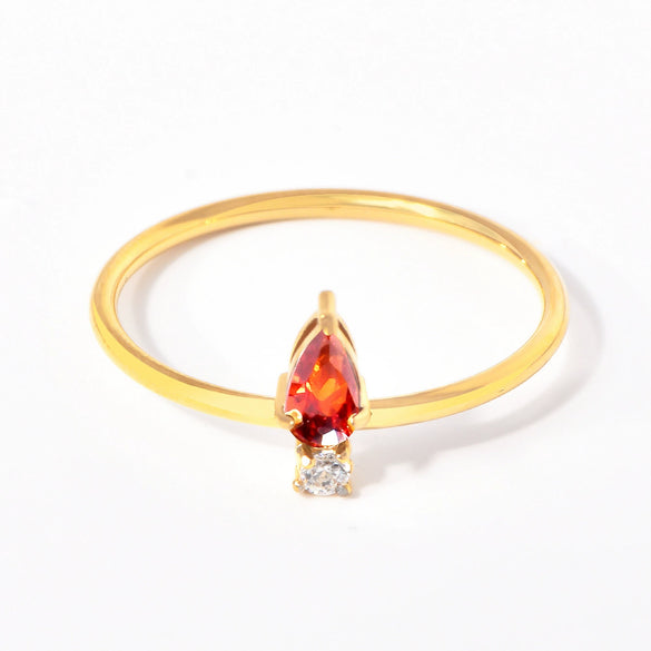 Women's Titanium Steel Rings Inlaid With Colorful Water Drop Zircon Geometric Design