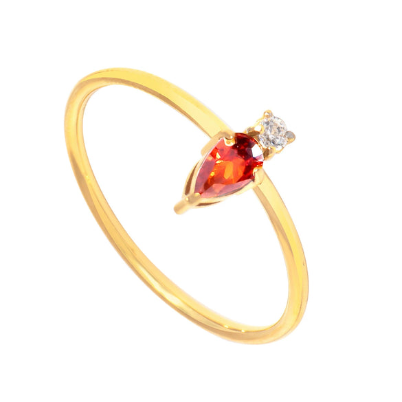 Women's Titanium Steel Rings Inlaid With Colorful Water Drop Zircon Geometric Design