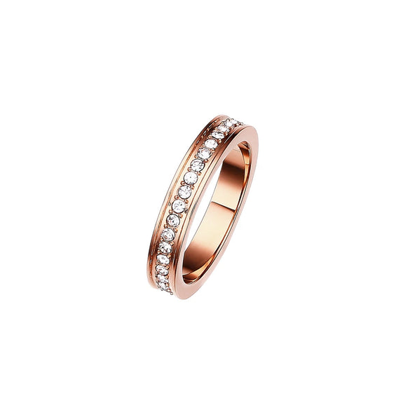 Women's Titanium Steel Round Zircon Ring With Electroplated Gypsophila Style Fashion Jewelry