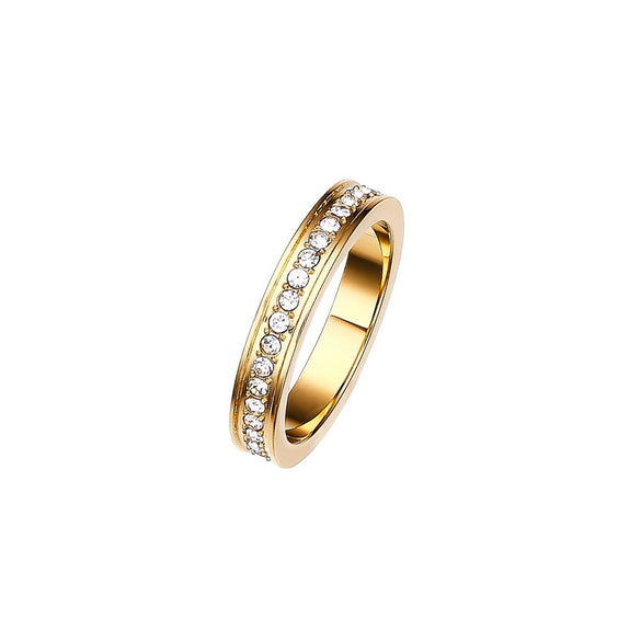 Women's Titanium Steel Round Zircon Ring With Electroplated Gypsophila Style Fashion Jewelry