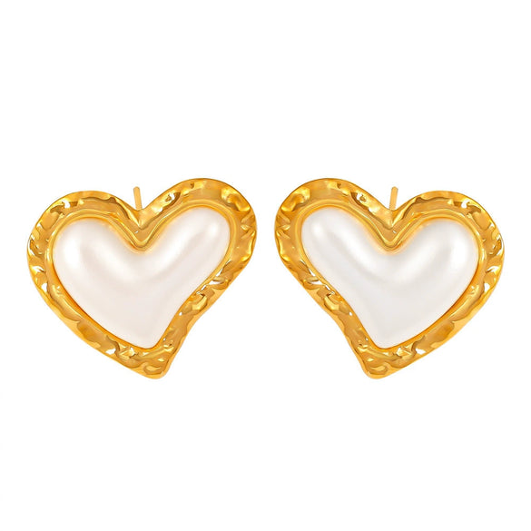 Women's 316L Stainless Steel Rubber Beads Earrings Light Luxury Love Geometric Heart Electroplated Style