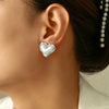 Women's 316L Stainless Steel Rubber Beads Earrings Light Luxury Love Geometric Heart Electroplated Style