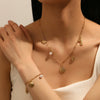 Women's Titanium Steel Sea Life Style Necklace And Bracelet With Plants Flowers Pattern