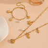 Women's Titanium Steel Sea Life Style Necklace And Bracelet With Plants Flowers Pattern