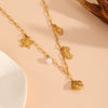 Women's Titanium Steel Sea Life Style Necklace And Bracelet With Plants Flowers Pattern