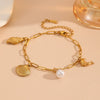 Women's Titanium Steel Sea Life Style Necklace And Bracelet With Plants Flowers Pattern