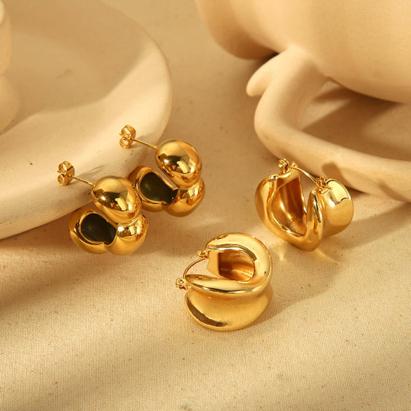 Women's Titanium Steel Semicircle Earrings With Geometric Style And Electroplating Process