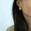 Women's 316L Stainless Steel Semicircle Fat Moon Beanie Earrings With Metallic Glossy Hollow Design And Electroplating