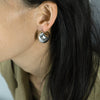 Women's 316L Stainless Steel Semicircle Fat Moon Beanie Earrings With Metallic Glossy Hollow Design And Electroplating