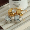 Women's 316L Stainless Steel Semicircle Fat Moon Beanie Earrings With Metallic Glossy Hollow Design And Electroplating