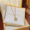Women's Titanium Steel Sixpointed Star Pendant Necklace With Mixed Gem Inlay And Inlaid Zircon Fashion Cross Chain Style