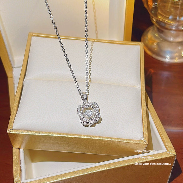 Women's Titanium Steel Sixpointed Star Pendant Necklace With Mixed Gem Inlay And Inlaid Zircon Fashion Cross Chain Style