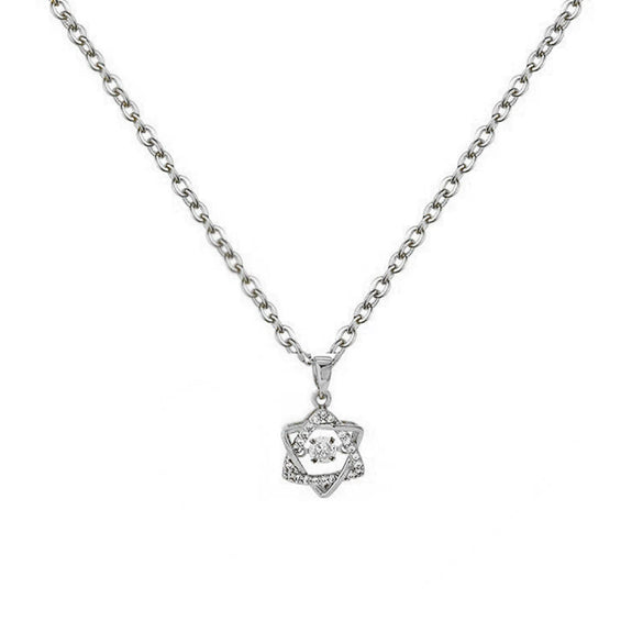 Women's Titanium Steel Sixpointed Star Pendant Necklace With Mixed Gem Inlay And Inlaid Zircon Fashion Cross Chain Style