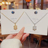 Women's Titanium Steel Sixpointed Star Pendant Necklace With Mixed Gem Inlay And Inlaid Zircon Fashion Cross Chain Style
