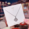 Women's Titanium Steel Smart Crown Pendant Necklace With Mixed Gemstone Inlay And Diamond Accents