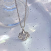 Women's Titanium Steel Smart Crown Pendant Necklace With Mixed Gemstone Inlay And Diamond Accents