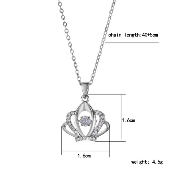 Women's Titanium Steel Smart Crown Pendant Necklace With Mixed Gemstone Inlay And Diamond Accents