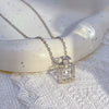Women's Titanium Steel Smart Perfume Bottle Pendant Necklace With Mixed Gem Inlay And Geometric Design