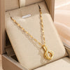 Women's Titanium Steel Smart Sachet Pendant Necklace With Mixed Gem Inlay And Geometric Styling Electroplated