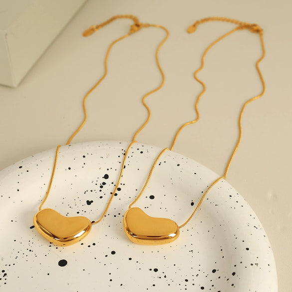 Women's 316L Stainless Steel Snake Bone Chain Necklace With Geometric Pattern And 18K Gold Plated Pendant