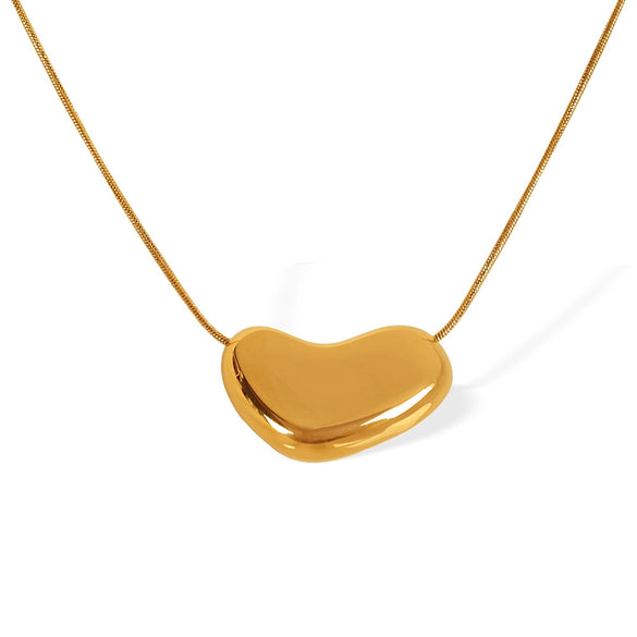 Women's 316L Stainless Steel Snake Bone Chain Necklace With Geometric Pattern And 18K Gold Plated Pendant