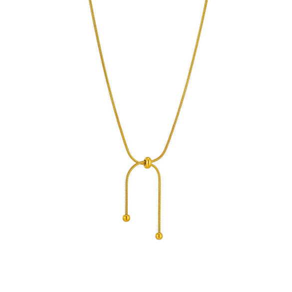 Women's Titanium Steel Snake Bone Chain Pull Out Chain Bracelet And Necklace Set With Electroplating