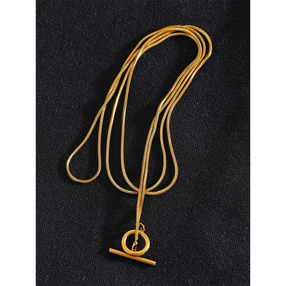 Women's Titanium Steel Snake Bone Ushaped Electroplated Stacked Clavicle Necklace