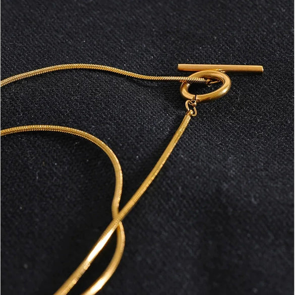 Women's Titanium Steel Snake Bone Ushaped Electroplated Stacked Clavicle Necklace