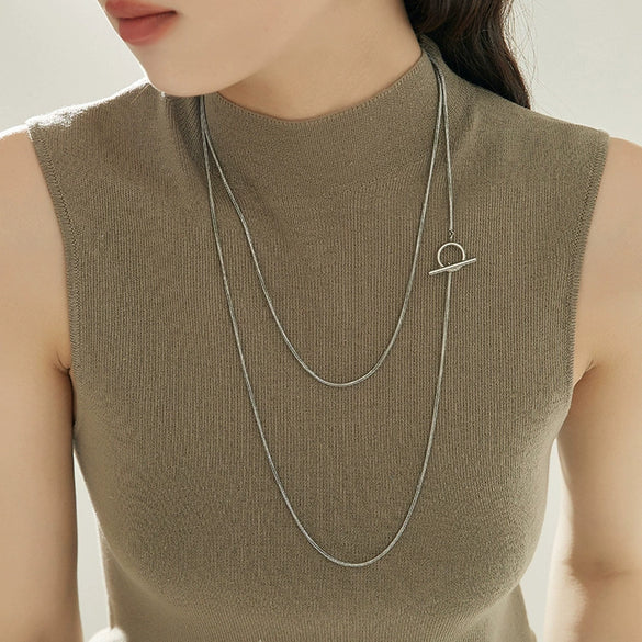 Women's Titanium Steel Snake Bone Ushaped Electroplated Stacked Clavicle Necklace
