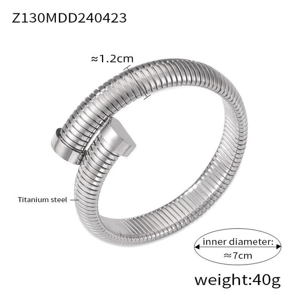 Women's Titanium Steel Snake Head Tail Geometric Fashion Electroplated Zircon Jewelry Stretch Bracelet