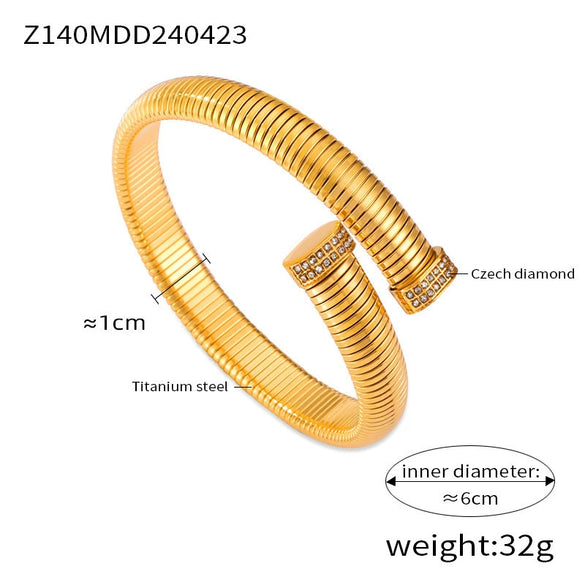 Women's Titanium Steel Snake Head Tail Geometric Fashion Electroplated Zircon Jewelry Stretch Bracelet
