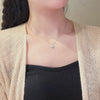 Women's Titanium Steel Square Microinlaid Zirconium Ochain Necklace With Geometric Design
