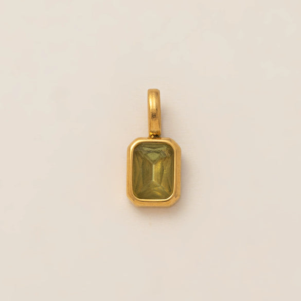 Women's Titanium Steel Square Pendant Necklace With Mixed Gem Inlay And Geometric Design