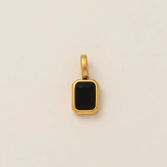 Women's Titanium Steel Square Pendant Necklace With Mixed Gem Inlay And Geometric Design