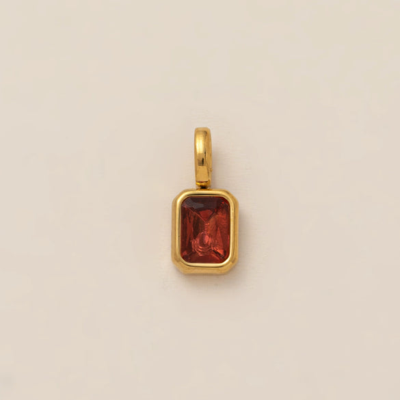 Women's Titanium Steel Square Pendant Necklace With Mixed Gem Inlay And Geometric Design