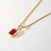 Women's Titanium Steel Square Pendant Necklace With Mixed Gem Inlay And Geometric Design