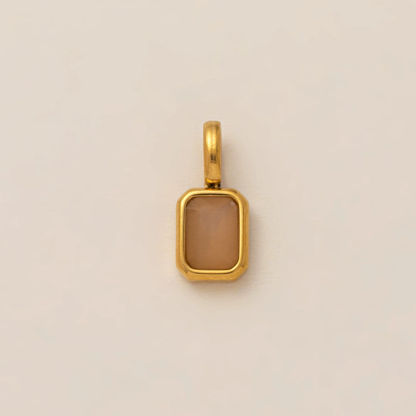 Women's Titanium Steel Square Pendant Necklace With Mixed Gem Inlay And Geometric Design
