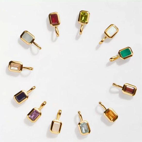 Women's Titanium Steel Square Pendant Necklace With Mixed Gem Inlay And Geometric Design